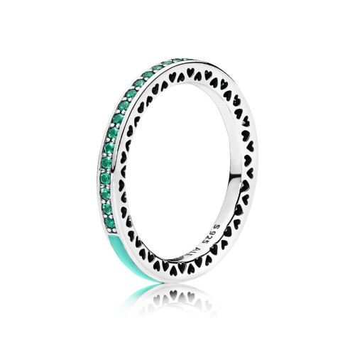  Anel /Aliança Prata 925 /Esmalte e Zirconias verde